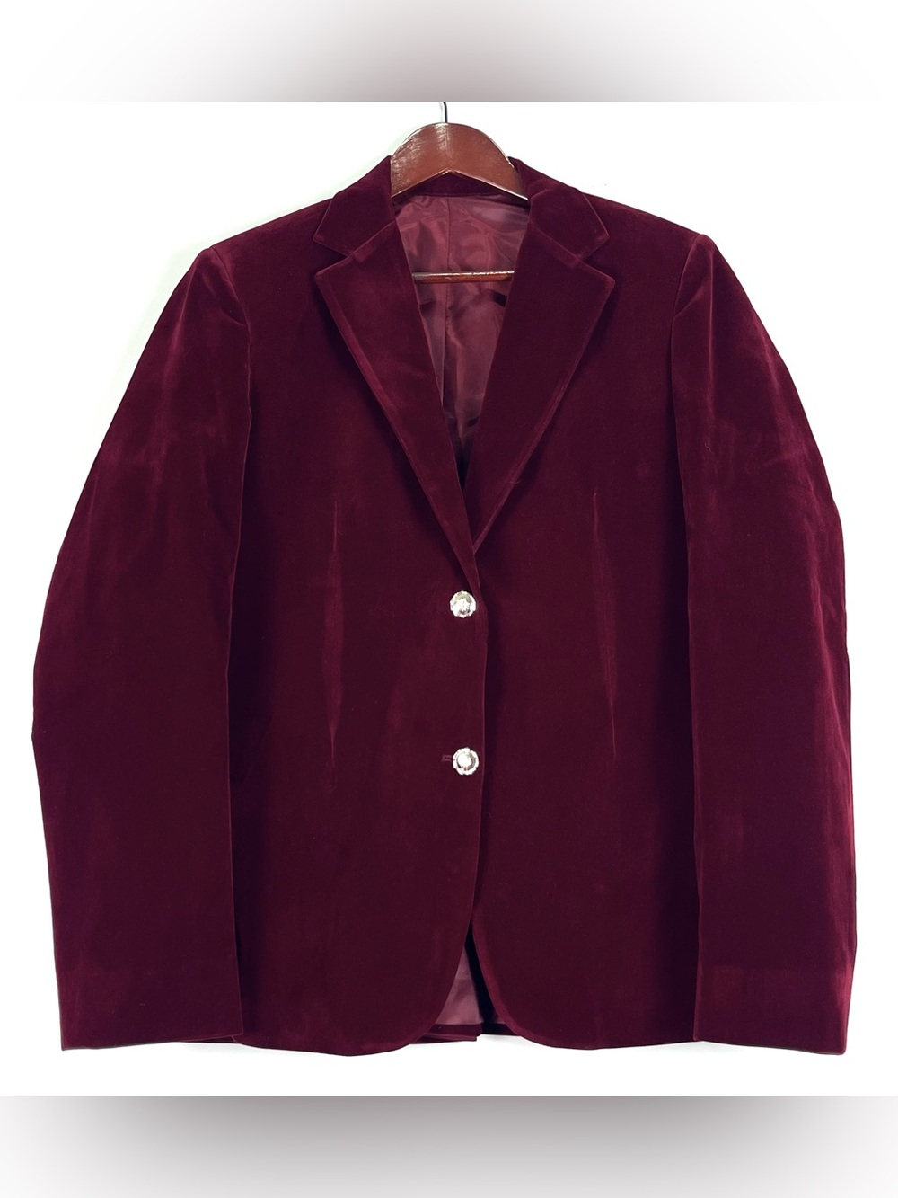NWT IMPERIAL STITCH Women's Phyllis Velvet Blazer Red Wine Burgundy Size 3XL